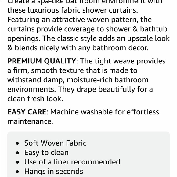 BLK Waffle Weave Rust resistant Shower curtain - Picture 8 of 9